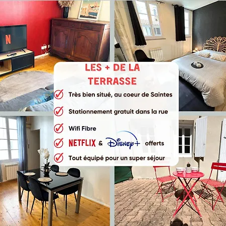 La Terrasse - Parking Gratuit - Fibre - Rdc - Centre Saintes